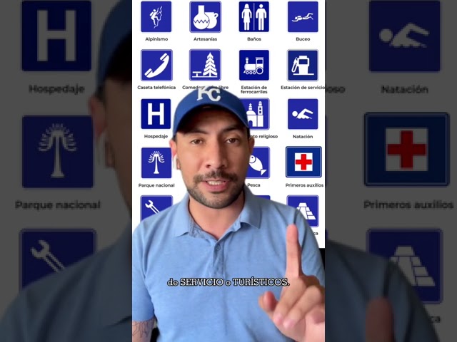 señal rectangular azul con un coche